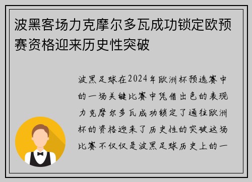 波黑客场力克摩尔多瓦成功锁定欧预赛资格迎来历史性突破